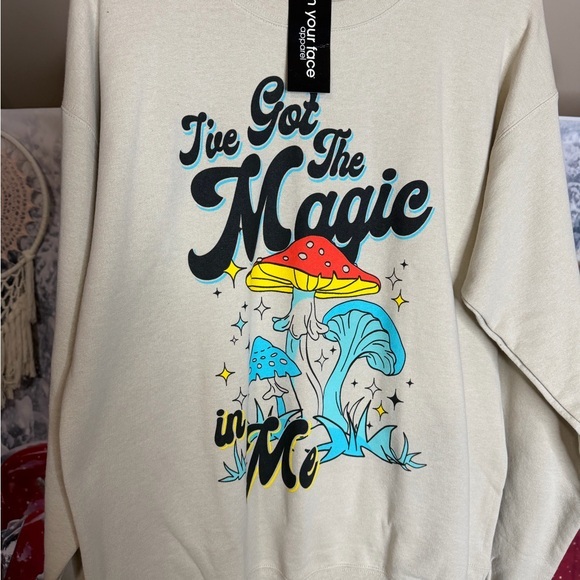 in your face Tops - Sweatshirt By In Your Face Apparel Magic Mushroom Oversized Medium NWT UNISEX